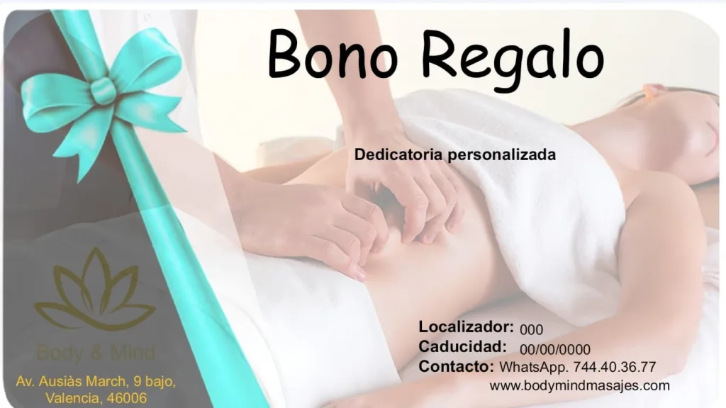 Bono Regalo Body&Mind masajes Valencia.
